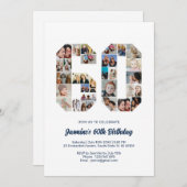 60歳の誕生日 60周年 カスタム フォト コラージュ 招待状 (正面/裏面)