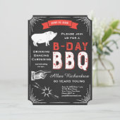 60歳の誕生日 BBQ パーティー ブラックボード USA ビンテージ 招待状 (スタンド正面)