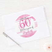 60歳の誕生日 PINK 60年の素晴らしい年月を祝って ラウンドシール (封筒)