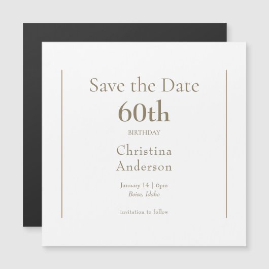60歳の誕生日Save the Date マグネット招待状 (正面/裏面)