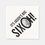 60歳の誕生日SIX OH！フォトモノ白黒 スタンダードカクテルナプキン (正面)