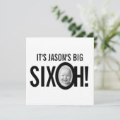 60歳の誕生日SIX OH！フォトモノ白黒 招待状 (スタンド正面)
