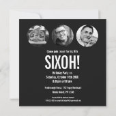 60歳の誕生日SIX OH！フォトモノ白黒 招待状 (裏面)