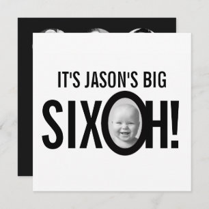 60歳の誕生日SIX OH！フォトモノ白黒 招待状