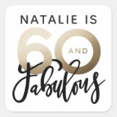 60歳の金ゴールドを良い誕生日に見せる スクエアシール (正面)