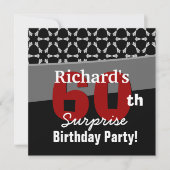 60歳の驚きの誕生日パーティーの白黒スター 招待状 (正面)