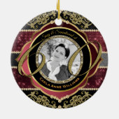 60歳の60歳の金ゴールドルビーダイヤモンド写真フレーム セラミックオーナメント (裏面)