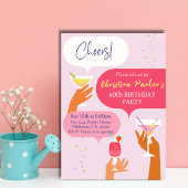 60歳エレガントの誕生日をテーマにしたシックなカクテルドリンク 招待状