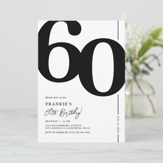 60歳エレガントの誕生日パーティーへの招待 招待状 (スタンド正面)