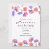 60歳エレガントの誕生日招待状フローラシック 招待状 (正面)