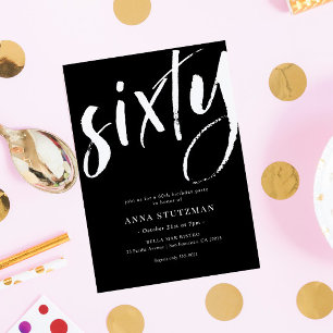 60歳エレガントモダン誕生日パーティーの招待状 招待状