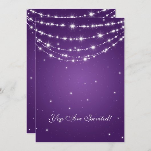 60歳エレガント誕生パーティきらめくーの紫 招待状 (正面/裏面)