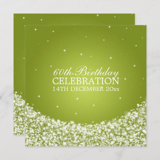 60歳エレガント誕生パーティースタースパークルライム 招待状 (正面/裏面)