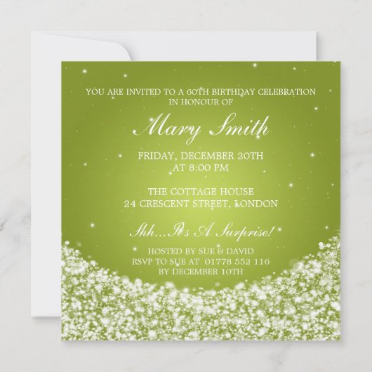 60歳エレガント誕生パーティースタースパークルライム 招待状 (裏面)