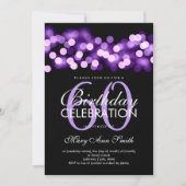 60歳エレガント誕生パーティー紫ハリウッドグラム 招待状 (正面)