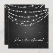 60歳エレガント誕生日パーティーきらめくチェーンブラック 招待状 (正面/裏面)