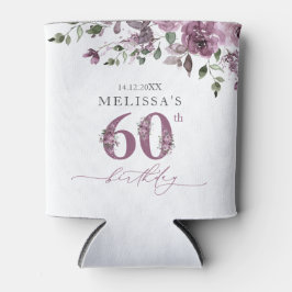 60歳エレガント誕生日パーティーパープルバラ 缶クーラー