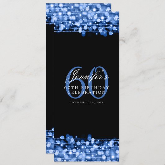 60歳エレガント誕生日パーティーメニュー海軍 招待状 (正面/裏面)