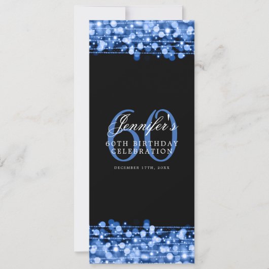 60歳エレガント誕生日パーティーメニュー海軍 招待状 (正面)