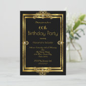 60歳エレガント誕生日パーティー写真黒金ゴールド宝石 招待状 (スタンド正面)