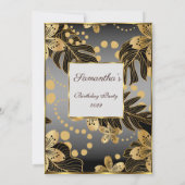 60歳エレガント誕生日パーティー招待状金ゴールドグレー 招待状 (裏面)