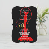 60歳エレガント誕生日パーティー赤フォーマルドレス 招待状 (スタンド正面)