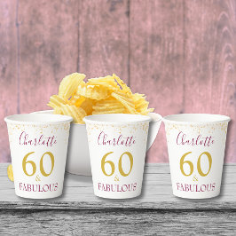 60歳エレガント誕生日パーティー金ゴールドパーソナライズされた 紙コップ