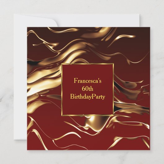 60歳エレガント誕生日パーティー金ゴールドブルゴーニュ 招待状 (裏面)