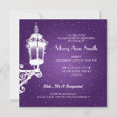 60歳エレガント誕生日ヴィンテージランプ紫 招待状 (裏面)