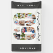 60歳カスタム誕生日パーティー写真コラージュ 横断幕 (縦)