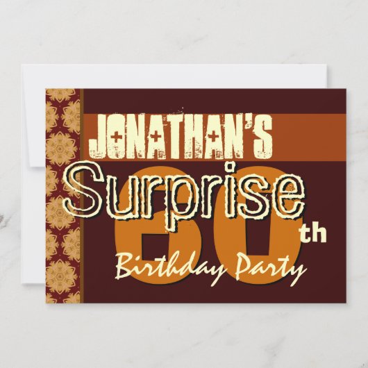 60歳サプライズ誕生日お知らせ ゴールド 招待状 (正面)