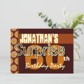 60歳サプライズ誕生日お知らせ ゴールド 招待状 (スタンド正面)