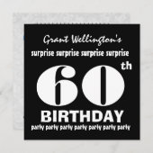60歳サプライズ誕生日パーティー ブラック ホワイト G694 招待状 (正面/裏面)