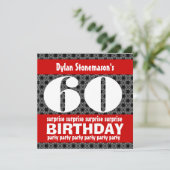 60歳サプライズ誕生日パーティー ブラック レッド ホワイト 招待状 (スタンド正面)
