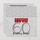 60歳サプライズ誕生日 シルバー グレー レッド V10A 招待状 (正面/裏面)