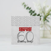60歳サプライズ誕生日 シルバー グレー レッド V10A 招待状 (スタンド正面)