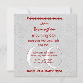 60歳サプライズ誕生日 シルバー グレー レッド V10A 招待状 (裏面)