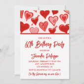 60歳シンプルの誕生日招待状のハート 招待状 (正面)