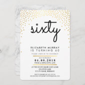 60歳スタイリッシュ誕生日パーティー招待状金ゴールド紙吹雪 招待状 (正面/裏面)