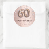 60歳バラ金ゴールドピンクダイヤモンドバルーンフォント ラウンドシール (バッグ)