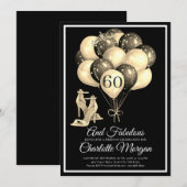 60歳バーティー最高！ 黒と白のハイヒール 招待状 (正面/裏面)