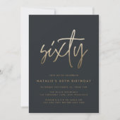 60歳モダンのバースデスタイリッシュィスクエレガントト写真 招待状 (正面)