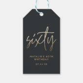 60歳モダンの誕生日シンプルのスタイリッシュスクリプエレガントト ギフトタグ (正面)