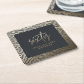 60歳モダンの誕生日シンプルのスタイリッシュスクリプエレガントト スクエアペーパーコースター (アングル)