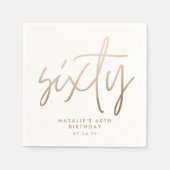 60歳モダンの誕生日シンプルのスタイリッシュスクリプエレガントト スタンダードカクテルナプキン (正面)