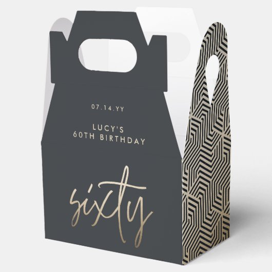 60歳モダンの誕生日シンプルのスタイリッシュスクリプエレガントト フェイバーボックス (オープン)