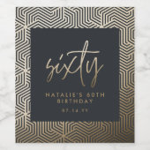 60歳モダンの誕生日シンプルのスタイリッシュスクリプエレガントト ワインラベル (シングルラベル)