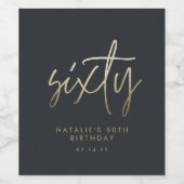 60歳モダンの誕生日シンプルのスタイリッシュスクリプエレガントト ワインラベル (シングルラベル)