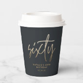 60歳モダンの誕生日シンプルのスタイリッシュスクリプエレガントト 紙コップ (裏面)