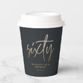 60歳モダンの誕生日シンプルのスタイリッシュスクリプエレガントト 紙コップ (正面)